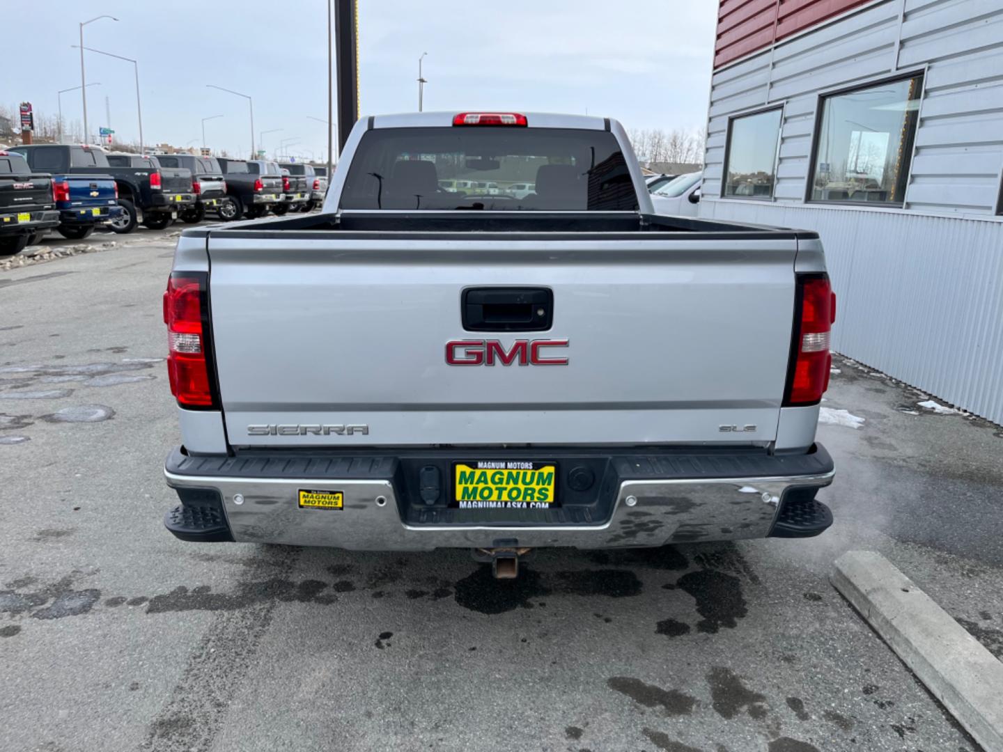 2015 Silver /charcoal cloth GMC Sierra 1500 SLE Double Cab 4WD (1GTV2UEC7FZ) with an 5.3L V8 OHV 16V engine, 6-Speed Automatic transmission, located at 1960 Industrial Drive, Wasilla, 99654, (907) 274-2277, 61.573475, -149.400146 - Photo#3